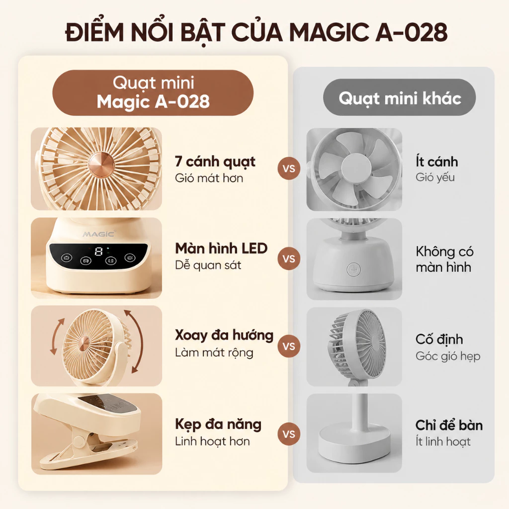 Quạt sạc để bàn MAGIC A-028